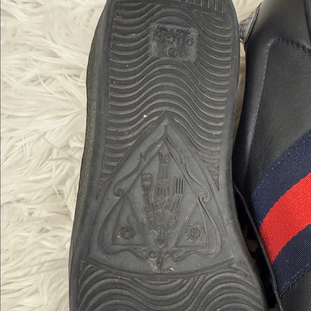 GUCCI ACE Black Sneakers with Red and Gold Accents bee 5 - Picture 8 of 16